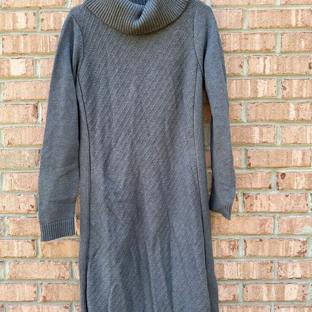 Gray Turtleneck Sweater Dress